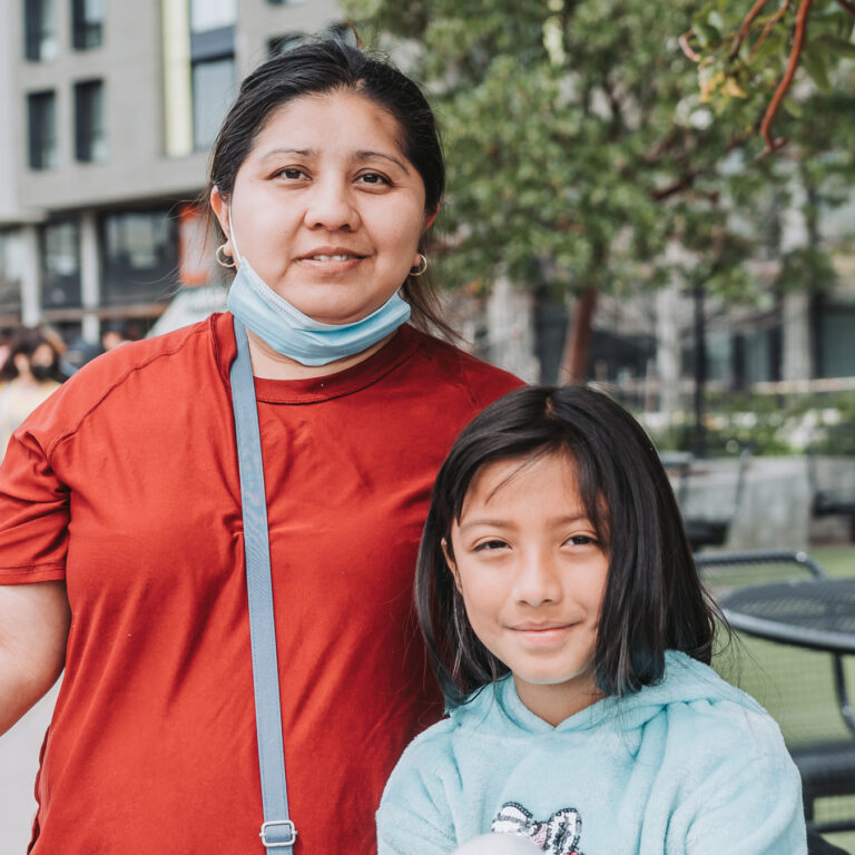 parent and child outside